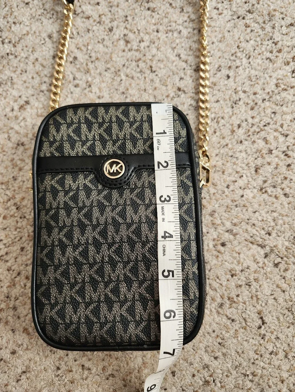 Michael Kors Blaire Black/Gold Small  Signature Logo Chain Crossbody Bag